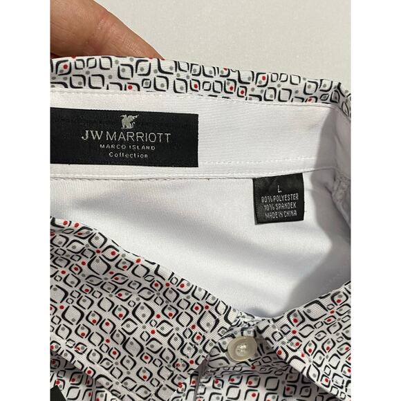 JW Marriott Marco Island Black White Polo Shirt Size Large NEW - Picture 7 of 7